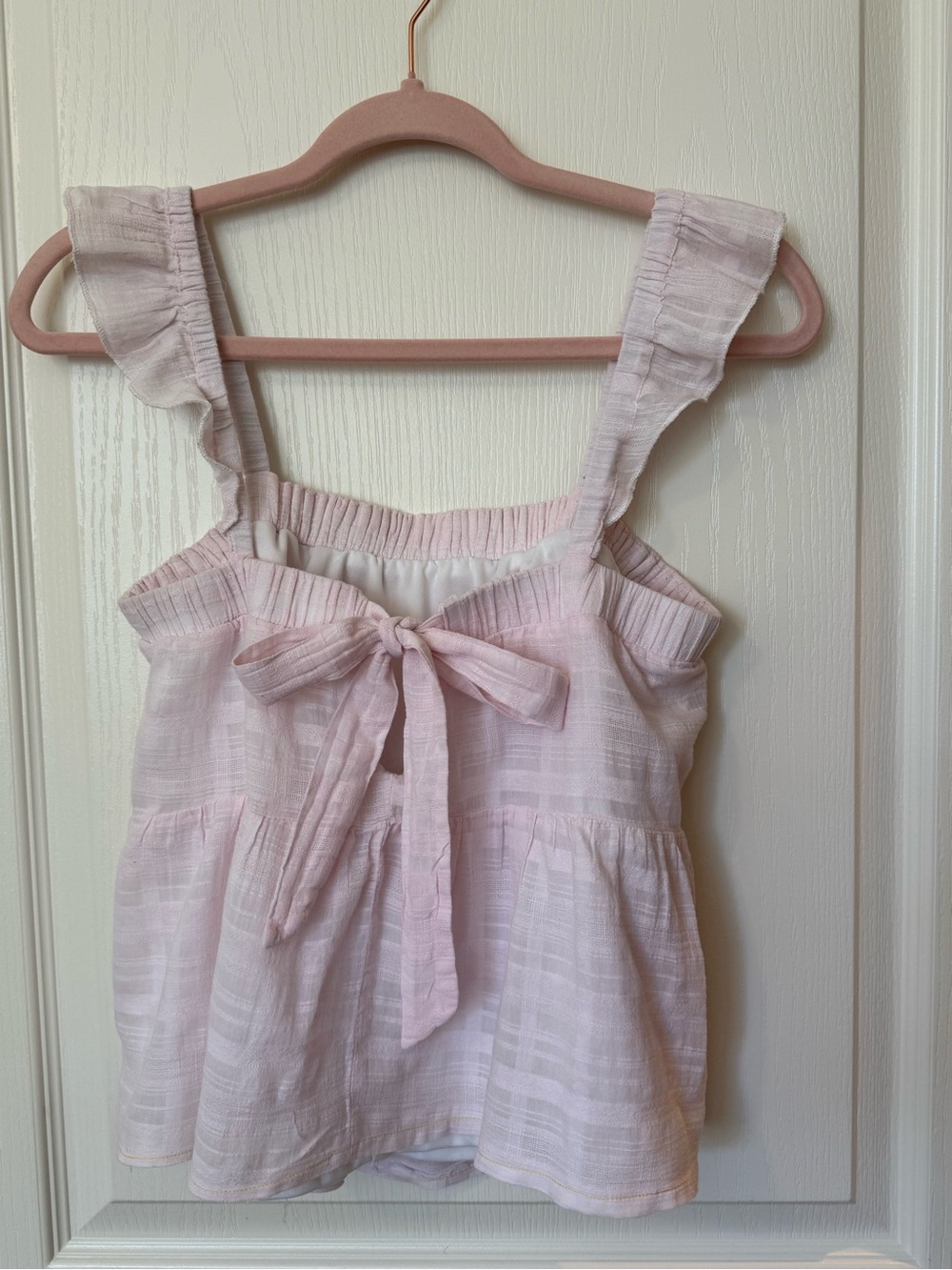 miami Pale Pink Ruffle Strap Peplum Top - Picture 4 of 8